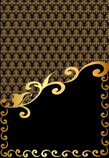 Etiqueta vintage vertical con patrón de oro en espiral (es) — Vector de stock