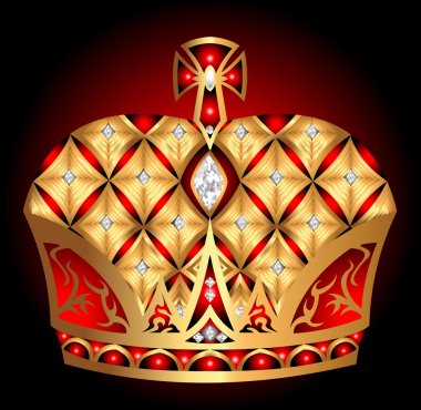 Gold(en) royal crown insulated on black background clipart