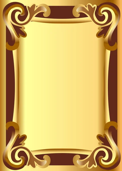 Gold(en) achtergrond frame met plantaardige ornament — Stockvector