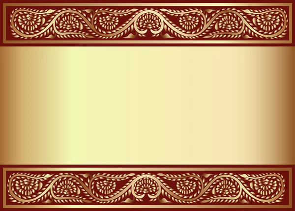 Ouro (pt) fundo com banda do padrão vegetal — Vetor de Stock