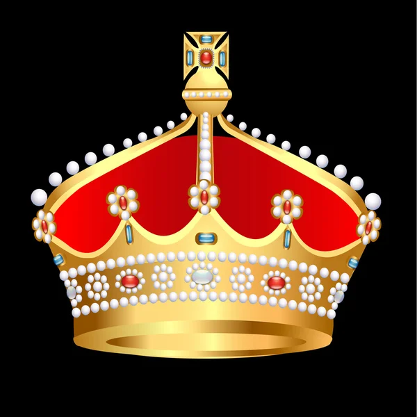 Or (en) couronne royale avec perle — Image vectorielle
