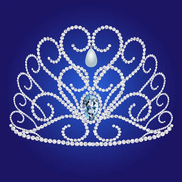 Diadem feminine Hochzeit auf blauem Hintergrund — Stockvektor