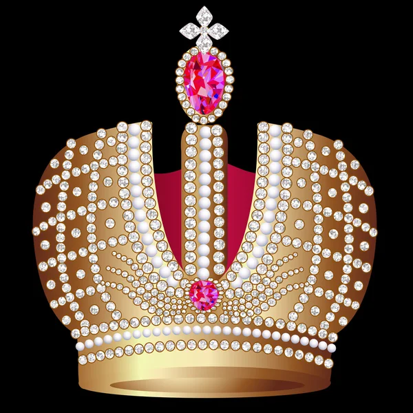 Or (en) couronne royale avec rubis — Image vectorielle