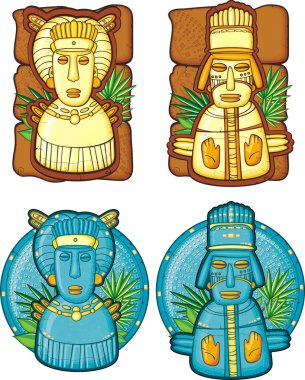 Set of aztecs masks clipart