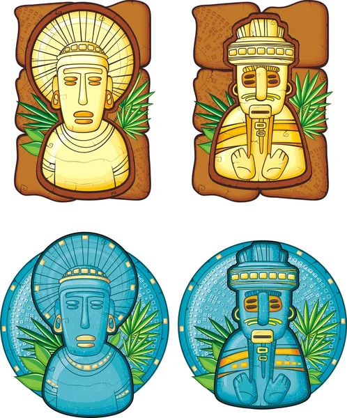 Reihe von Azteken-Masken — Stockvektor