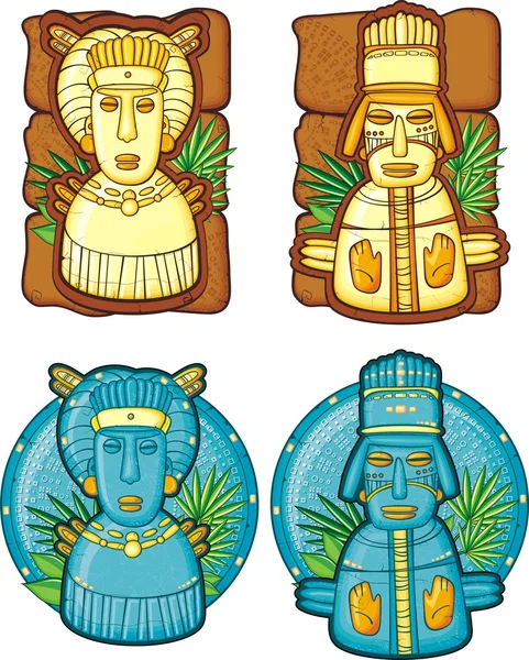 Conjunto de máscaras aztecas — Vector de stock