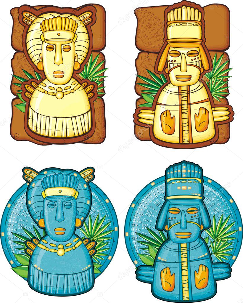 Set of aztecs masks