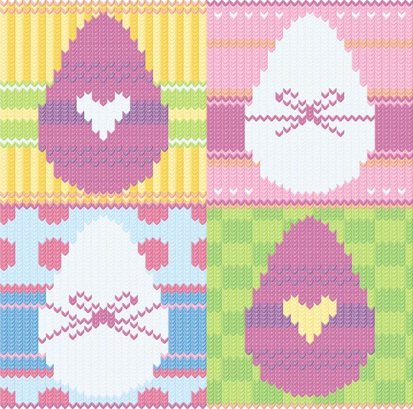 Knitted background with Easter eggs — Stock Vector