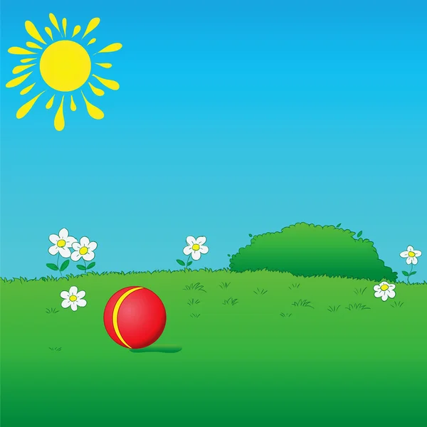 Lawn with ball — Stock Vector