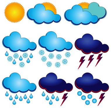 Symbols for weather forecasters clipart