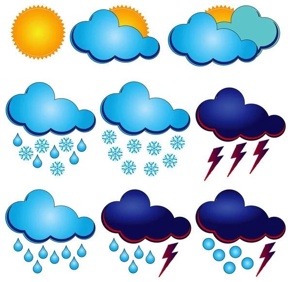 Символи для прогнозів погоди — стоковий вектор