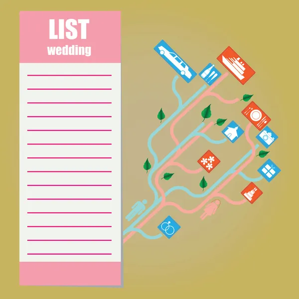 列表中的婚礼 — 图库矢量图片