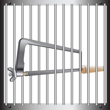 Prison bar and hacksaw clipart