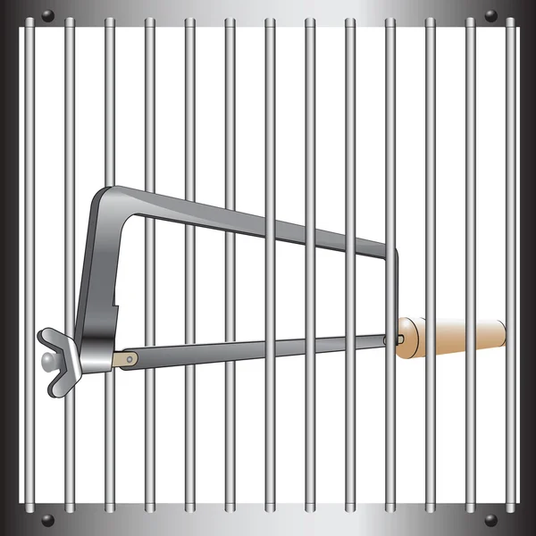 Prison bar et scie à métaux — Image vectorielle