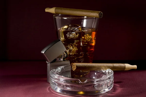 Cigar and Whiskey — Stok fotoğraf