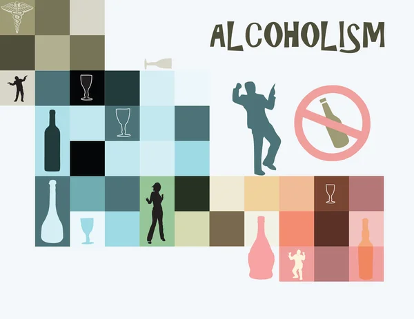 Tema del alcoholismo — Archivo Imágenes Vectoriales