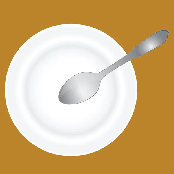 深盘子和勺子 — 图库矢量图片