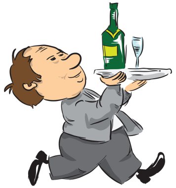 A waiter with a tray clipart