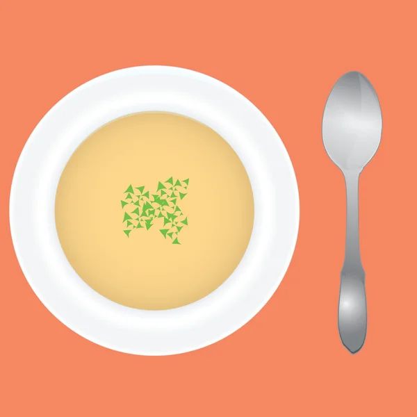 深盘子和勺子 — 图库矢量图片