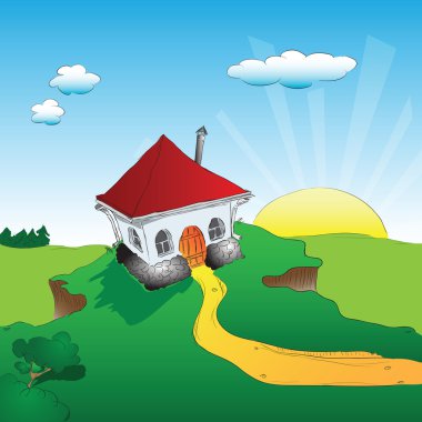 House on a cliff clipart