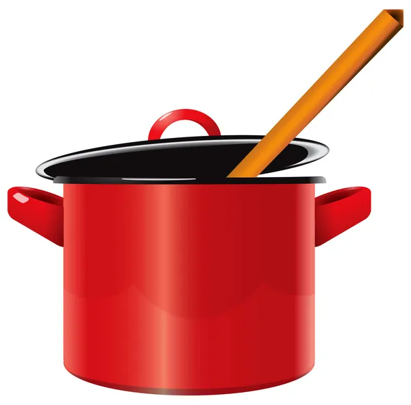 Enameled saucepan — Stock Vector