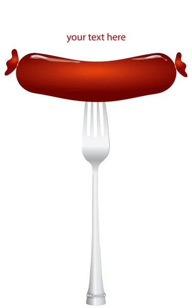 Sausage on a fork — Stock Vector