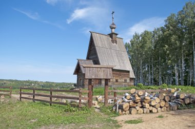 Wooden church on the Levitan's Mount. Ples, Russia clipart