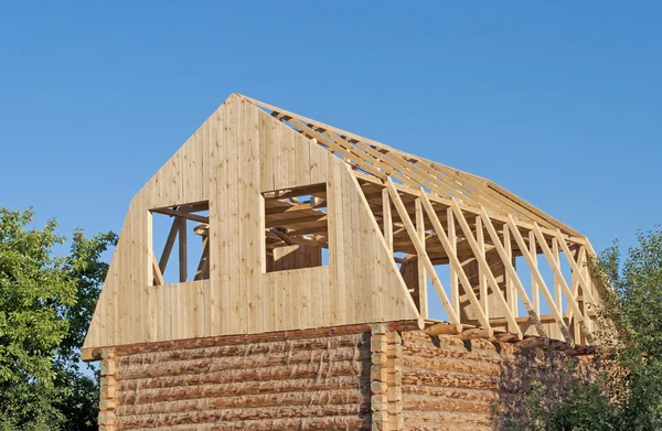 stock image New wooden house construction