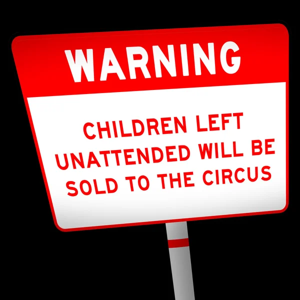 Grappige waarschuwing over kinderen zonder toezicht — Stockfoto