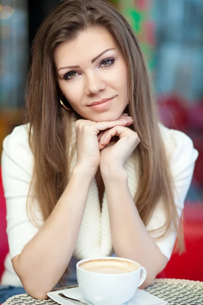 Stock image Beautiful Girl With Cup of Coffee in a cafe