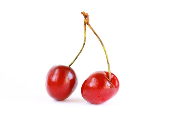 stock image Fresh cherries in glass bowl isolated