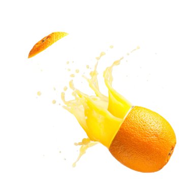 Juicy orange is exploding clipart