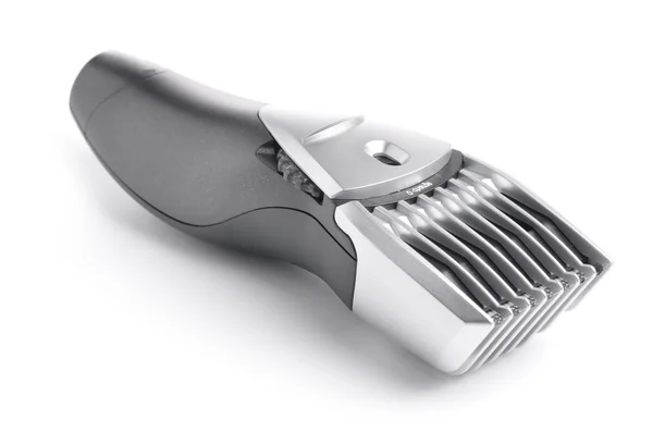 Nahaufnahme einer modernen Haarschneidemaschine isoliert auf weiß — Stockfoto
