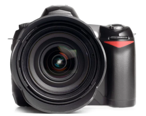 Professional digital photo camera with huge standart lens isolat — Stock Photo, Image