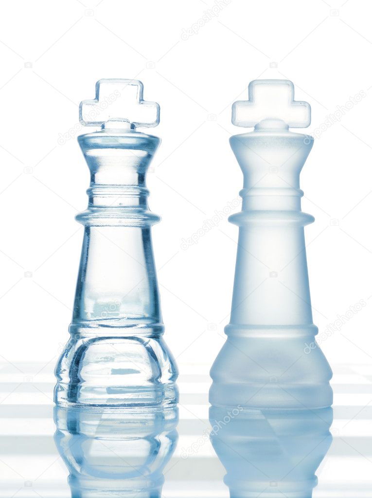 Chess glass transparent king isolated on white