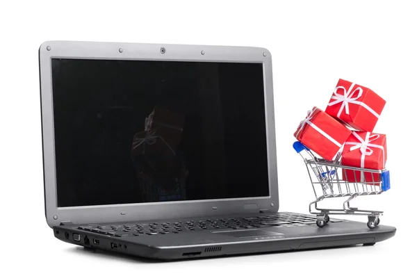 Gift on a laptop — Stock Photo, Image