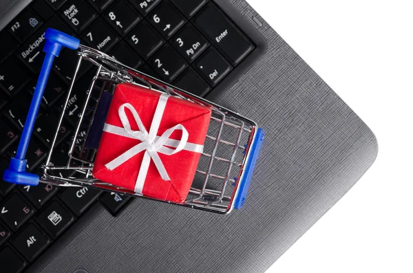 stock image Gift on a laptop keyboard