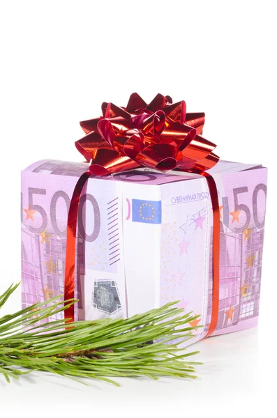 Caja de regalo hecha de euros — Foto de Stock