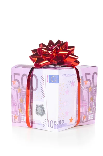 Caixa de presente feita de euro — Fotografia de Stock