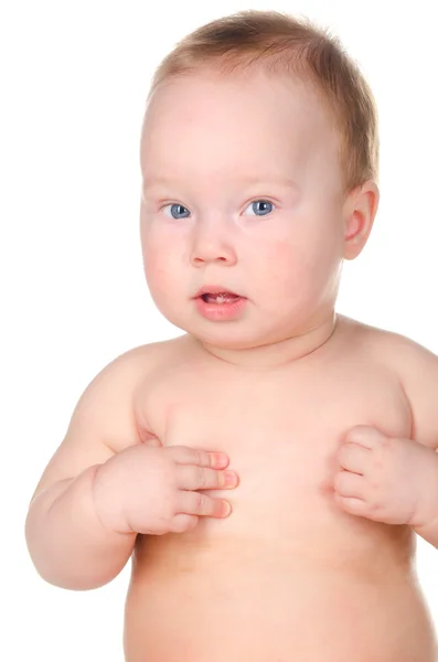 stock image Baby is thoughtfully looking at camera