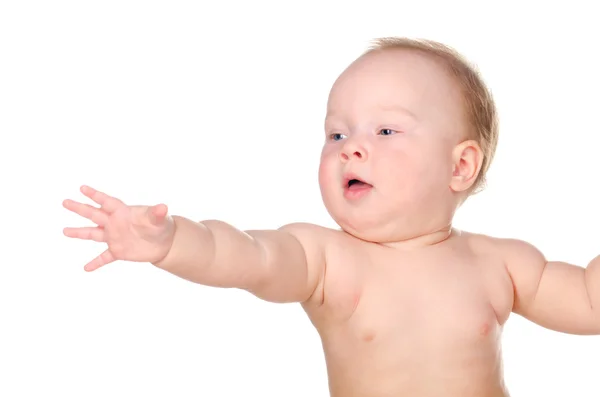 O bebé está a estender a mão — Fotografia de Stock