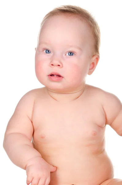 Baby zamyšleně díval na kameru — Stock fotografie