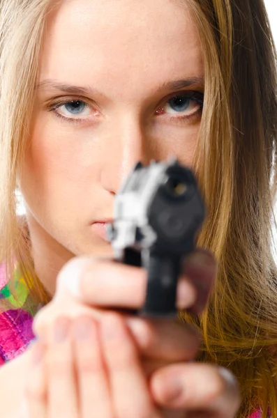 Жінка з пістолетом — стокове фото
