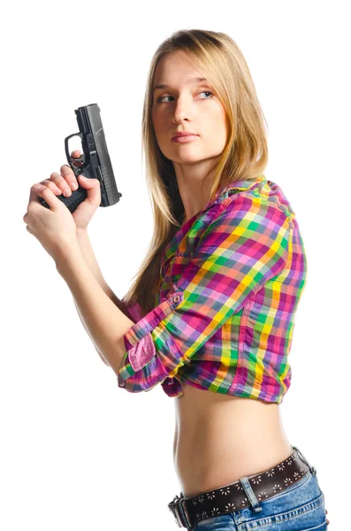Frau mit Waffe lizenzfreie Stockbilder