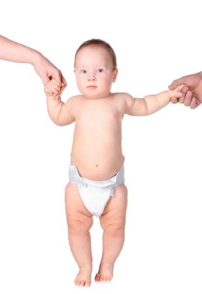 Pequeno bebê está segurando seus pais — Fotografia de Stock