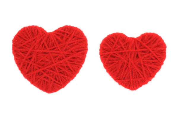 Corações de lã vermelha — Fotografia de Stock