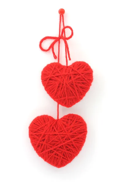 Červené vlněné srdce — Stock fotografie