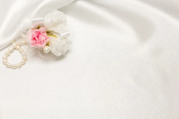 Textile Hochzeit Hintergrund mit Perlen — Stockfoto