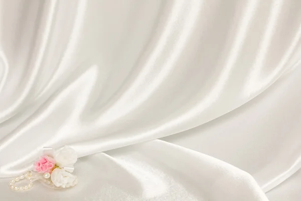 Fond de mariage textile avec des perles — Photo