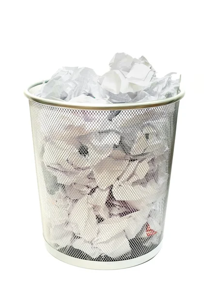 Odpad papír v koši — Stock fotografie